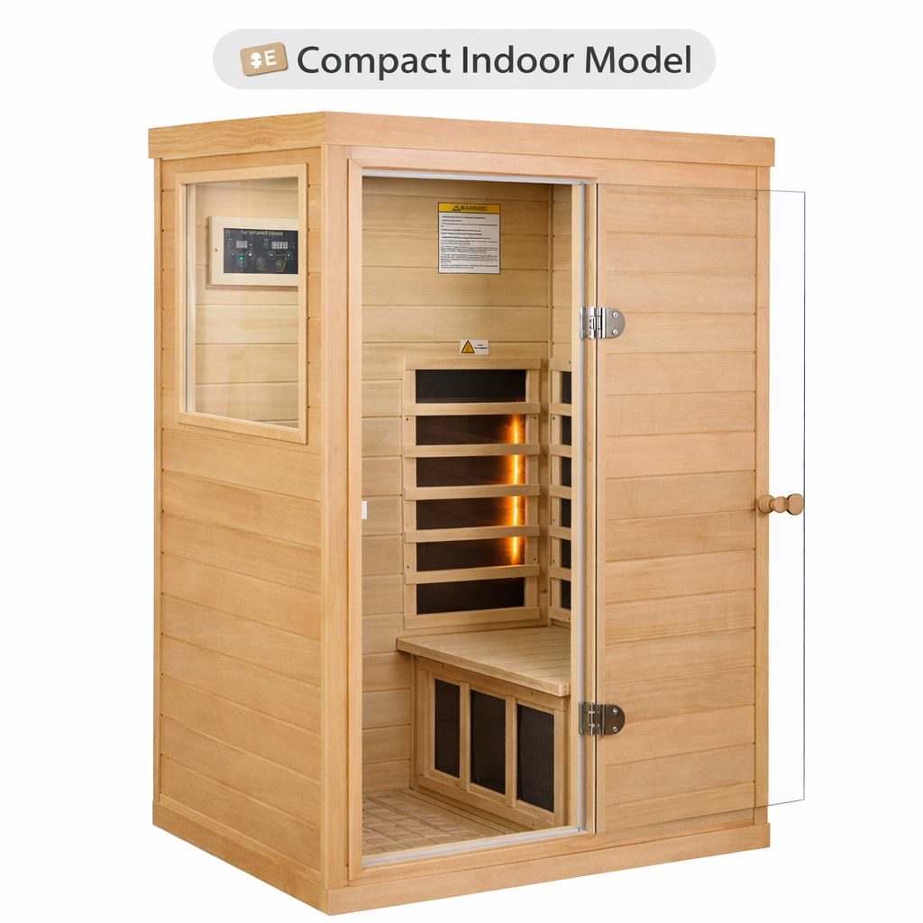 Kunsana 1-Person Infrared Sauna — 1050W Hemlock