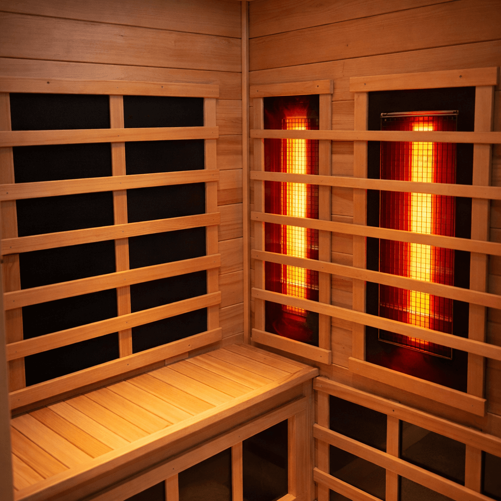 Kunsana sauna - Far infrared heating panels (carbon, ceramic, or hybrid configurations depending on model)