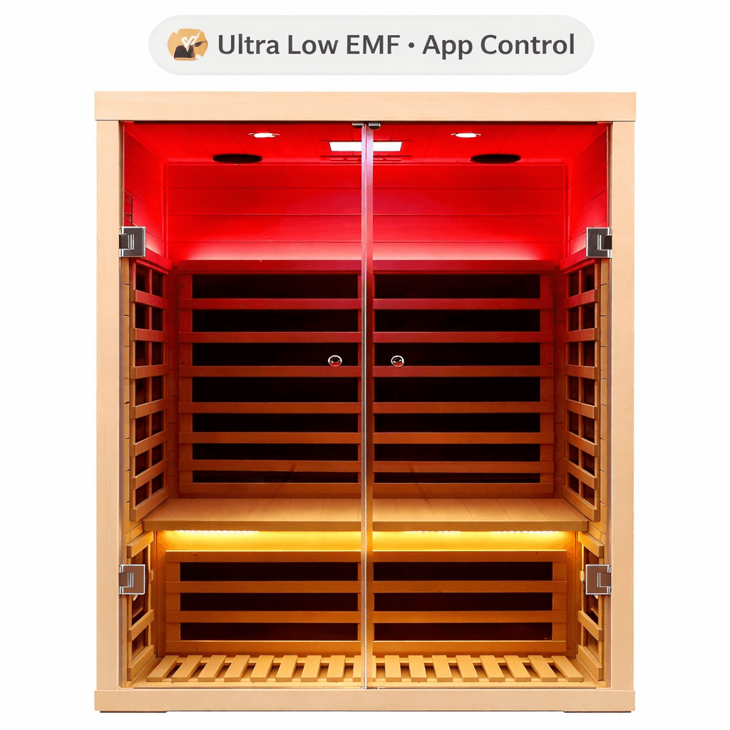 Kunsana 2-Person Infrared Sauna — 1780W Ultra Low EMF (App Control)