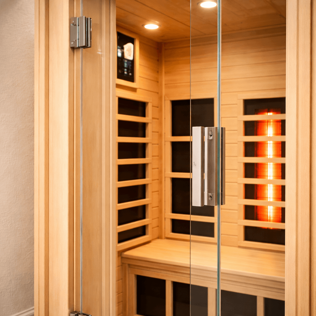 Kunsana sauna - Tempered Glass Door and Framed Structure