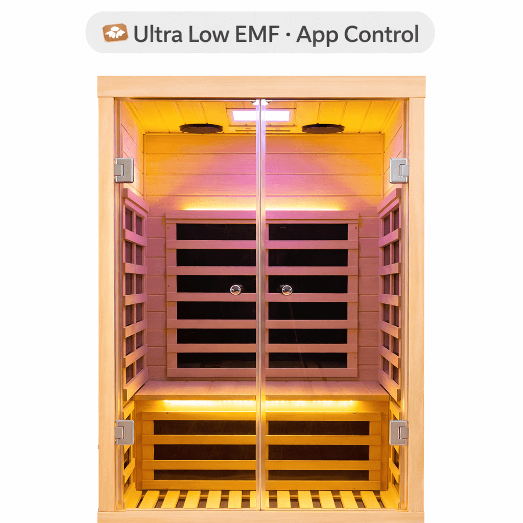 Kunsana 1-Person Infrared Sauna — 1420W Ultra Low EMF (App Control)